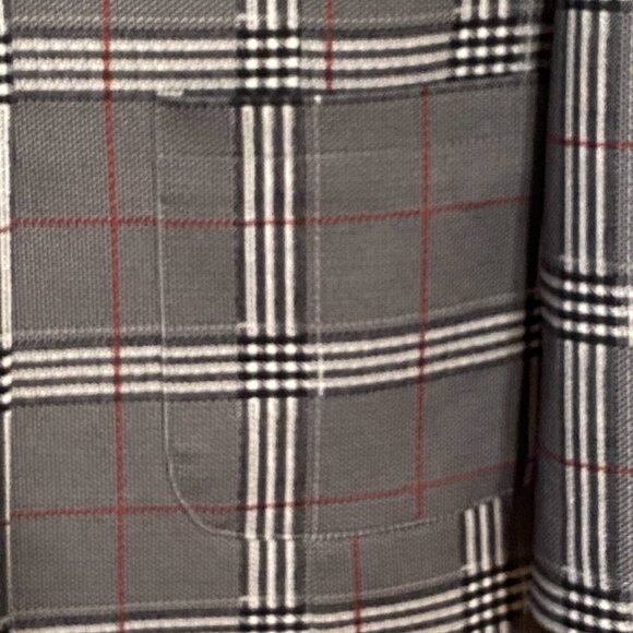 DG2 Diane Gilman Black White Burgundy Plaid Stretch Blazer, NWT, Size M - Picture 5 of 9